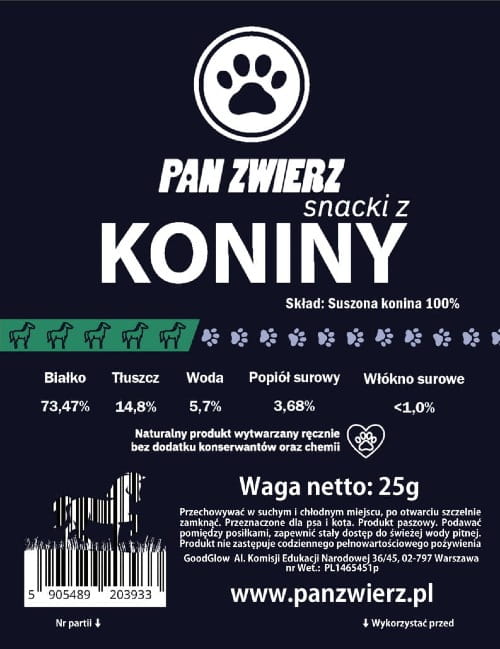 Naturalne smaczki z koniny dla psa i kota 25g - produkt z bliska 2