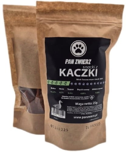 Naturalne smaczki z kaczki dla psa i kota 25 g - opakowanie