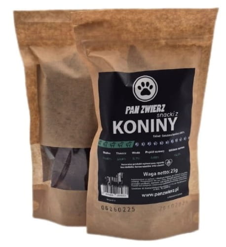 Naturalne smaczki z koniny dla psa i kota 25g - opakowanie