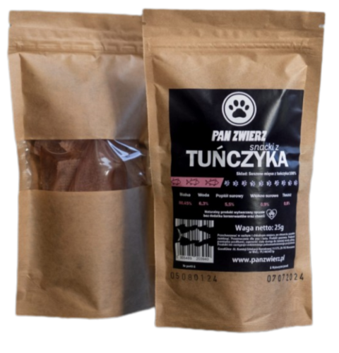 Naturalne smaczki z tuńczyka dla psa i kota 25g - zdjęcie główne