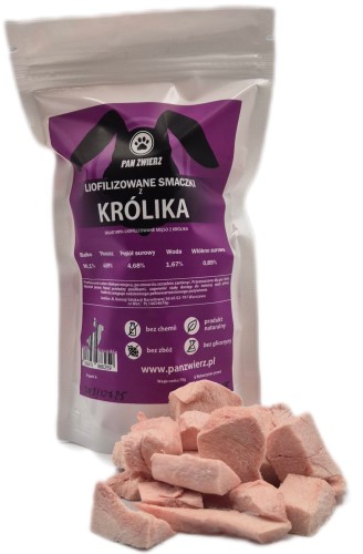 Liofilizowane smaczki z królika 70g dla psa i kota - zdjęcie główne