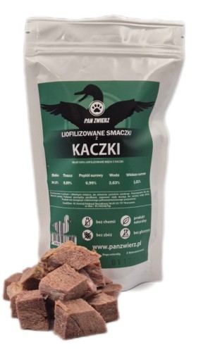 Liofilizowane smaczki z kaczki 70 g dla psa i kota - opakowanie