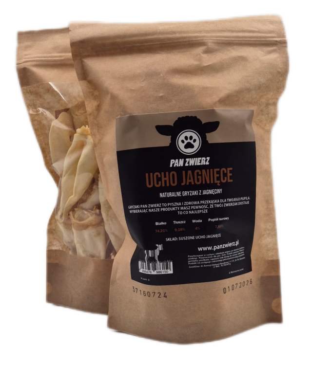 Uszy jagnięce dla psa 150g - opakowanie