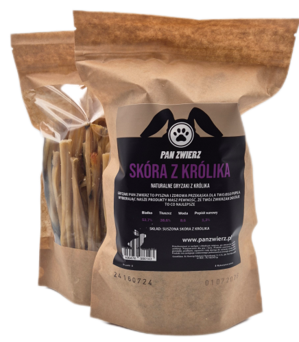 Skóra z królika 350g dla psa - opakowanie